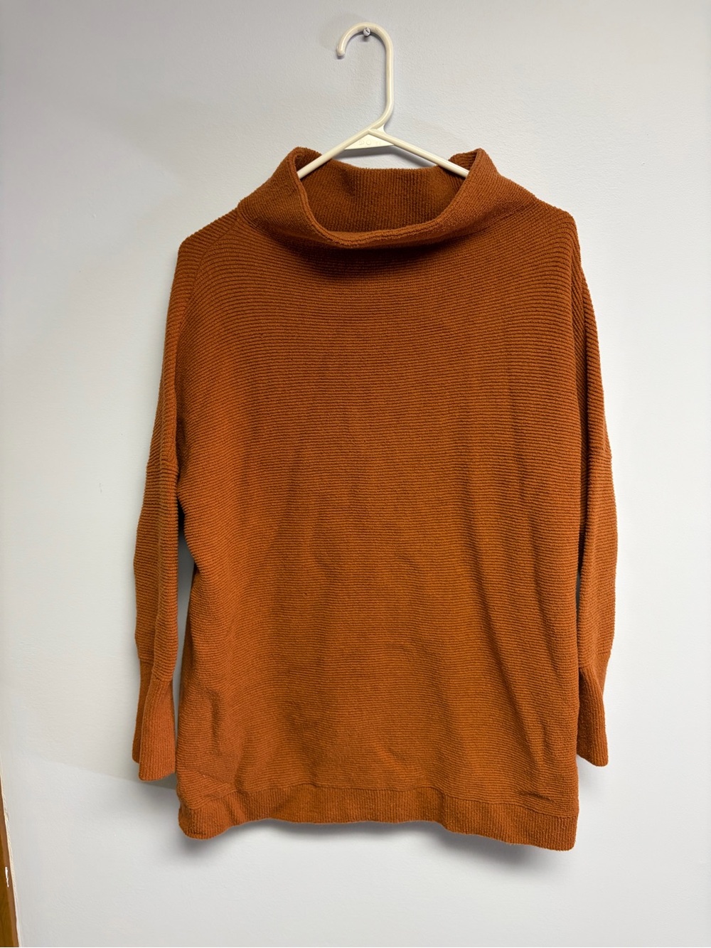 Classic free people Women's Funnel Neck ottoman tunic Sweater - Rust Orange